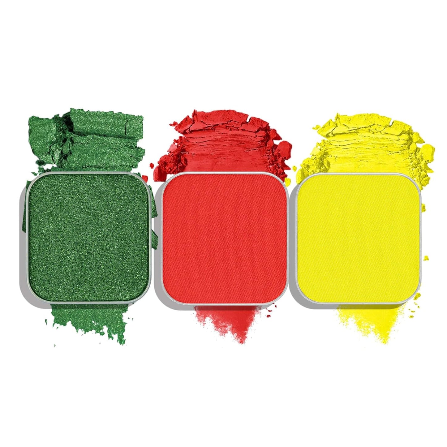 3-Color Eyeshadow Combo Pack – Christmas Red Green Glimmer Bright Yellow, Matte & Shimmer Neutral Shades,Powder, Highly Pigmented, Refills Pans for Custom Magnetic Palette