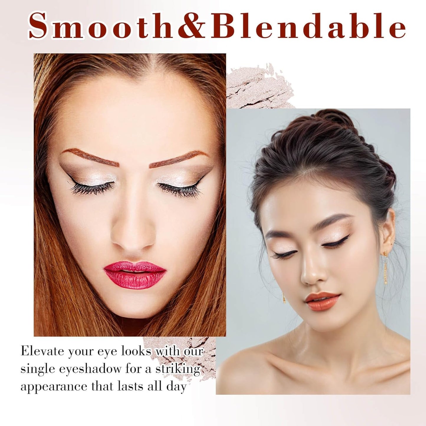 MEICOLY Champagne Shimmer Eyeshadow with Mirror,Shimmer Sparkly Eye Shadow Palette,Pressed Powder Single Eyeshadow for Women and Girls,Eye Makeup Eyelid Color,Long Wearing,Waterproof