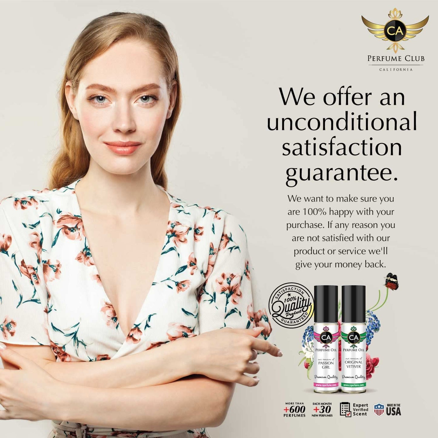 CA Perfume Impression of Eternal For Women Replica Fragrance Body Oil Dupes Alcohol-Free Essential Aromatherapy Sample Travel Size Concentrated Long Lasting Attar Roll-On 0.3 Fl Oz/10ml