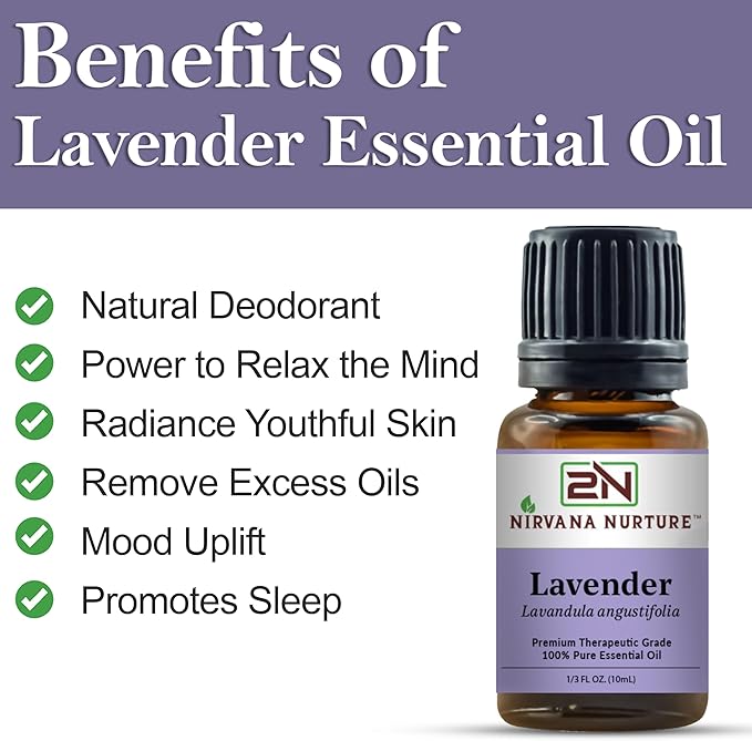 Lavender Essential Oil 100% Pure Premium Therapeutic Grade, Undiluted - Aromatherapy Diffuser for Calm and Relaxation, Skin Care, Hair Care
