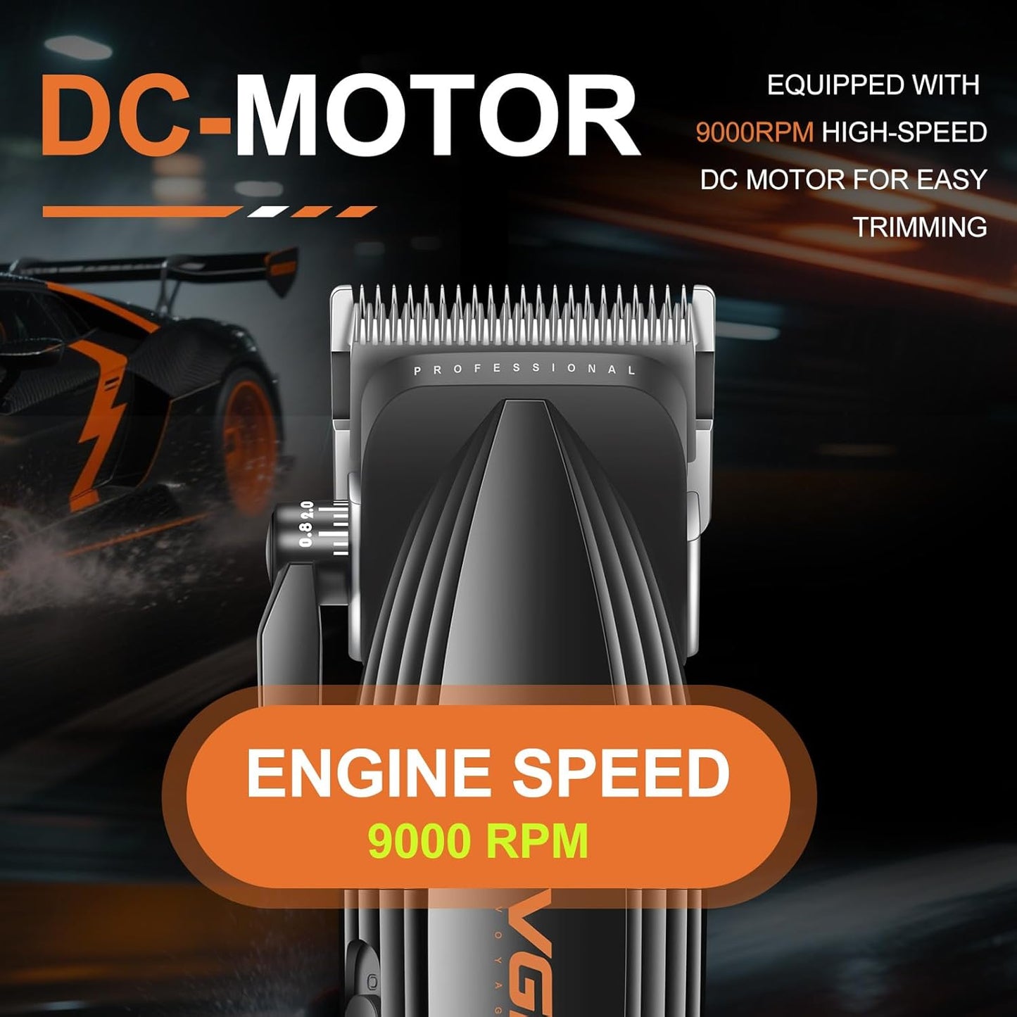 VGR 889C Professional Hair Clippers for Men, 9000RPM Cordless Barber Clippers with Ceramic & MIM Blades, 6 Magnetic Guide Combs, LED Display, USB Charging Base, Mens Grooming Kits for Barber