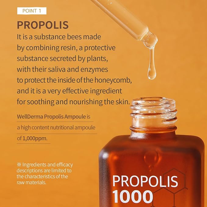 WellDerma Propolis Facial Ampoule for Dry Skin & Sensitive Skin Hydrating for Face Skin Care Korean Essence for Face Beauty Ampoule 1.69oz 50ml