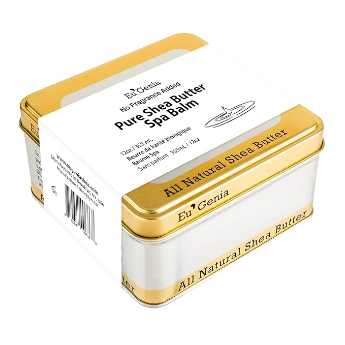 Eu'Genia Anti-Aging Shea Butter Balm: Unscented 12 oz, 100% Pure Unrefined Ghanaian Shea, Premium Face & Body Moisturizer for All Skin and Hair Types