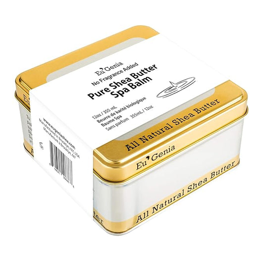 Eu'Genia Anti-Aging Shea Butter Balm: Unscented 12 oz, 100% Pure Unrefined Ghanaian Shea, Premium Face & Body Moisturizer for All Skin and Hair Types
