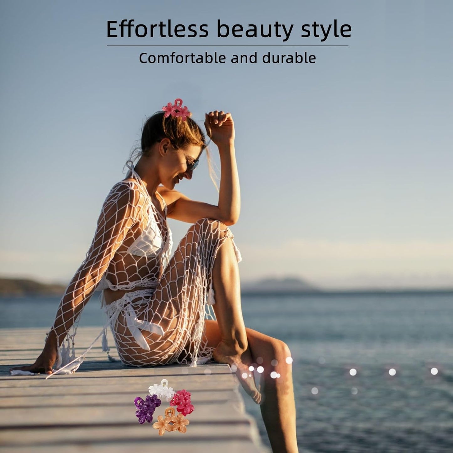 MARY LAVENDER Hair Clip Big Claw Clips for Women and Girls, Non Slip Strong Hold Flower Shape Hair Clips for Medium Hair Thin Hair 4 Colors