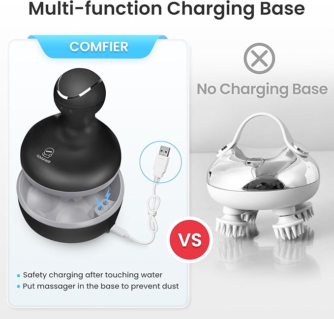 COMFIER Electric Scalp Massager Hair Growth, Cordless Head Massager Scalp Stress Relax, Waterproof Handheld Hair Scratcher with 84 Silicone Nodes, Gift for Men Women