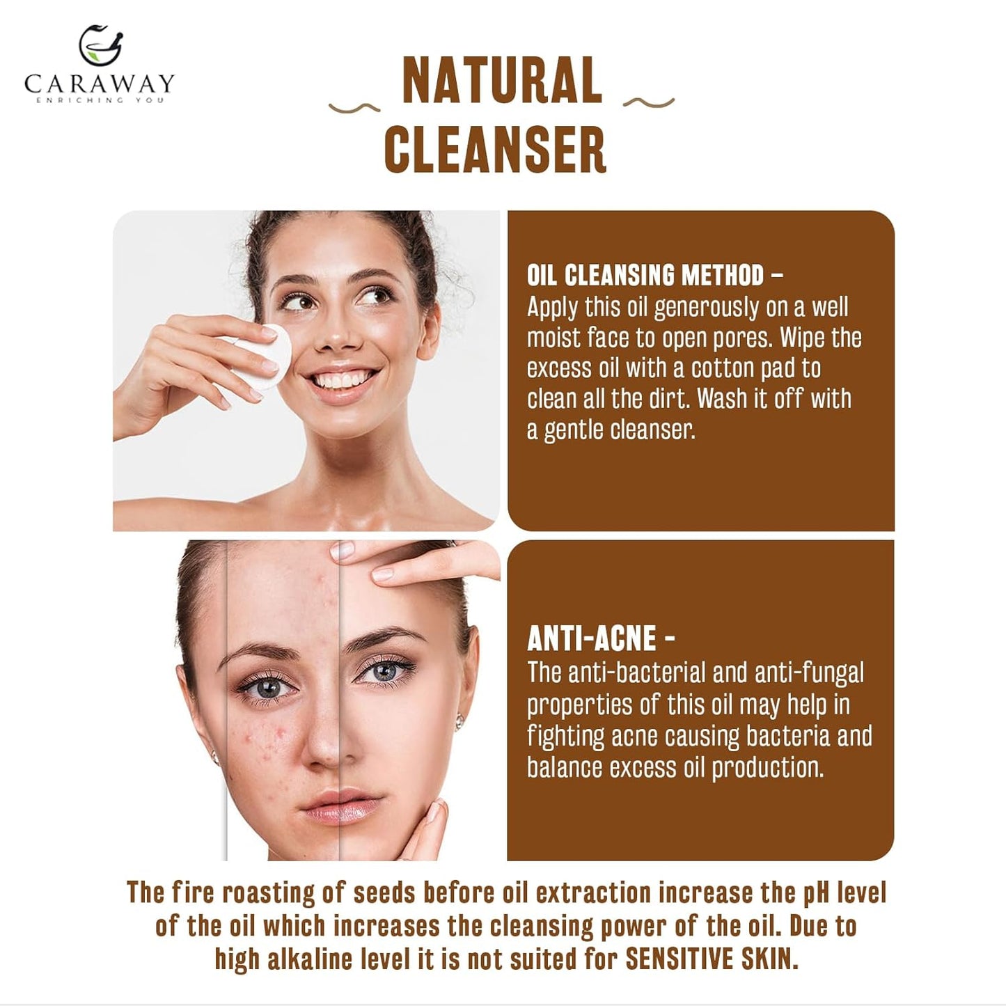 CARAWAY Jamaican Black Castor Oil for Hair Growth, Eyelashes & Eyebrows | Organic, Cold-Pressed & Unrefined | Deep Moisturizing Oil for Skin, Face & Scalp | Glass Bottle + Mascara Kit – 4 oz / 118 ml