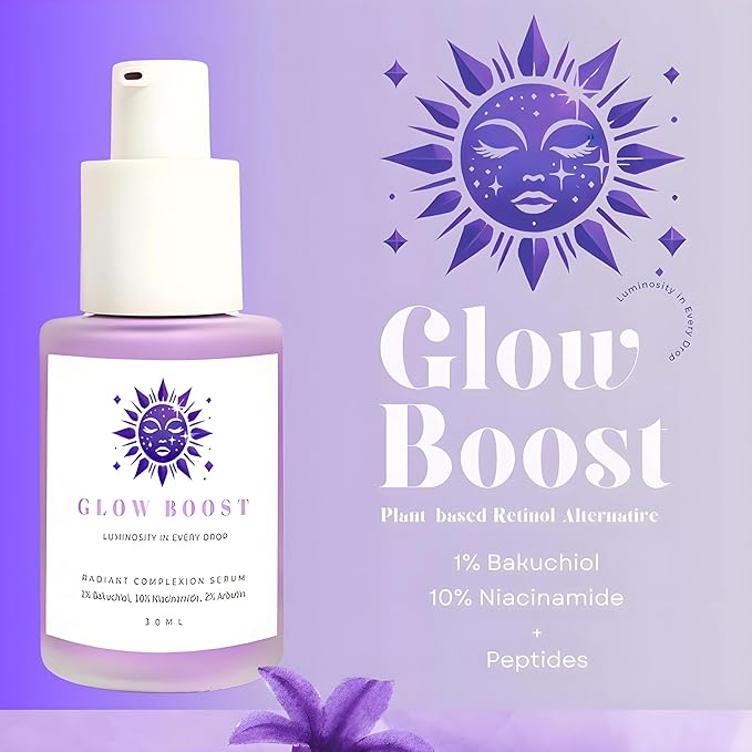 SC Sapphire's Glow Boost Bakuchiol Serum | Bakuchiol Retinol Alternative | 10% Niacinamide | 4% TXA, Peptides | Plant-based Facial Serums for Aging Skin, Puffiness, Wrinkles, & Fine Lines