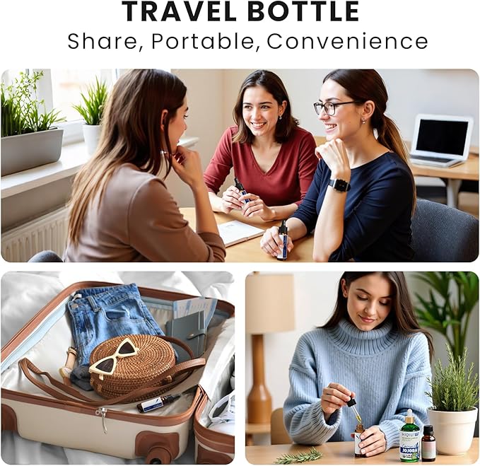 HIQILI 100ML Peppermint Essential Oil with Summer Travel Bottle and Glass Dropper, 100% Pure and Natural Therapeutic Grade