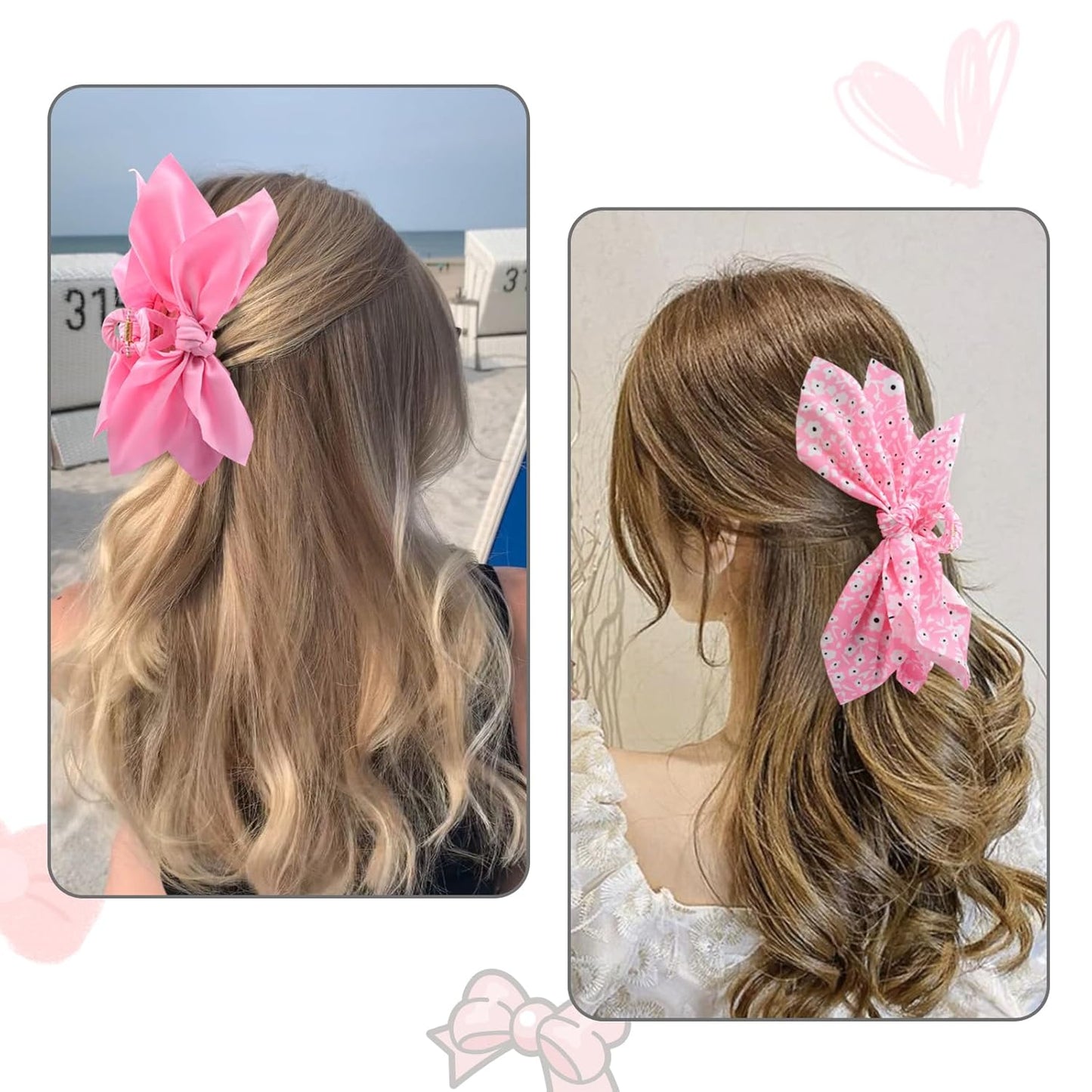 Bow Claw Clips Bow Hair Clips 2PC Pink Big Hair Bows for Women Butterfly Styling Large Hair Clips for Thick Hair for Girls Hair Accessories for Teen