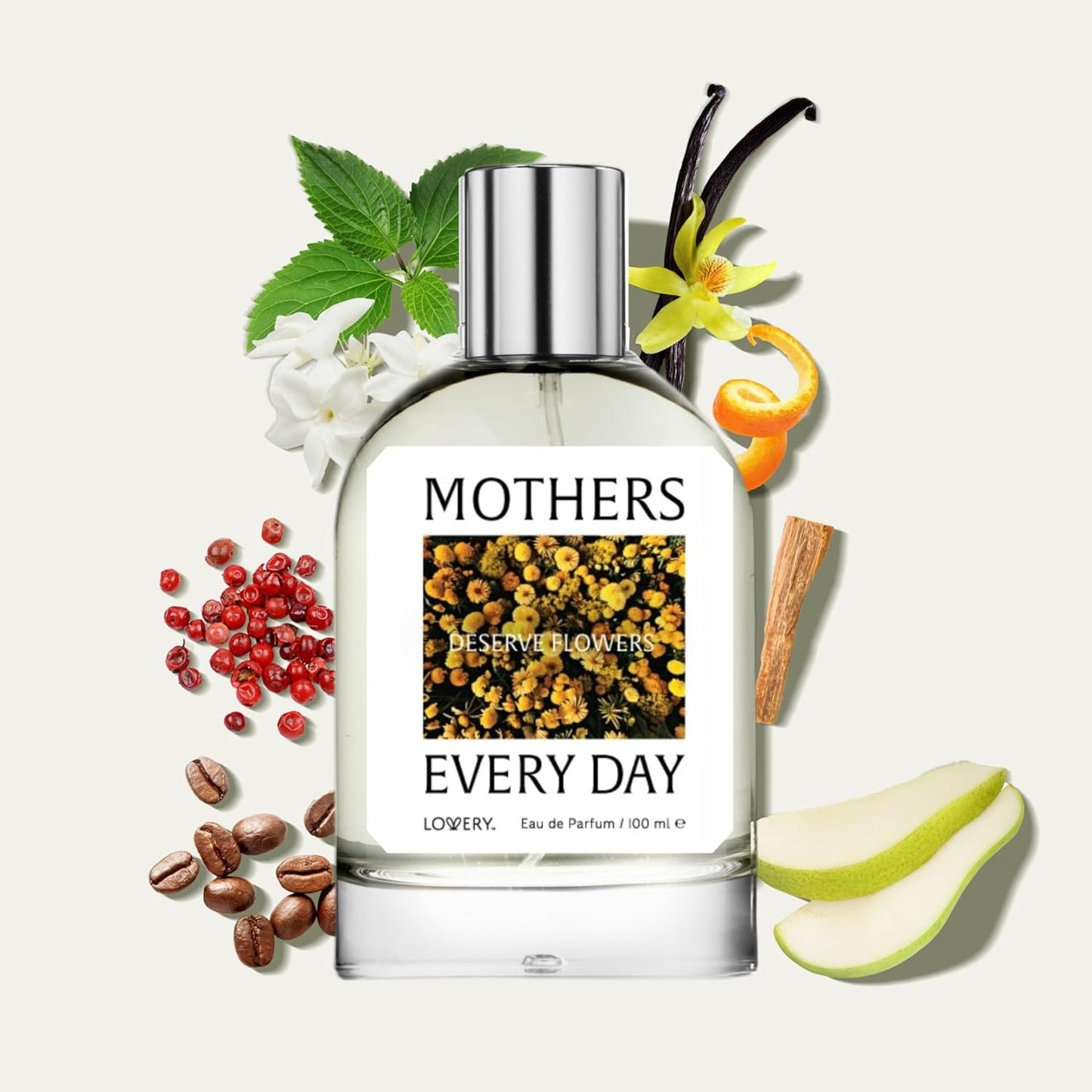 LOVERY Mothers Deserve Flowers Every Day Perfume – A Warm & Comforting Eau de Parfum for Women – Long-Lasting, Heartfelt Scent That Honors Mom’s Love – Thoughtful Gift – 100 ml – Made in France