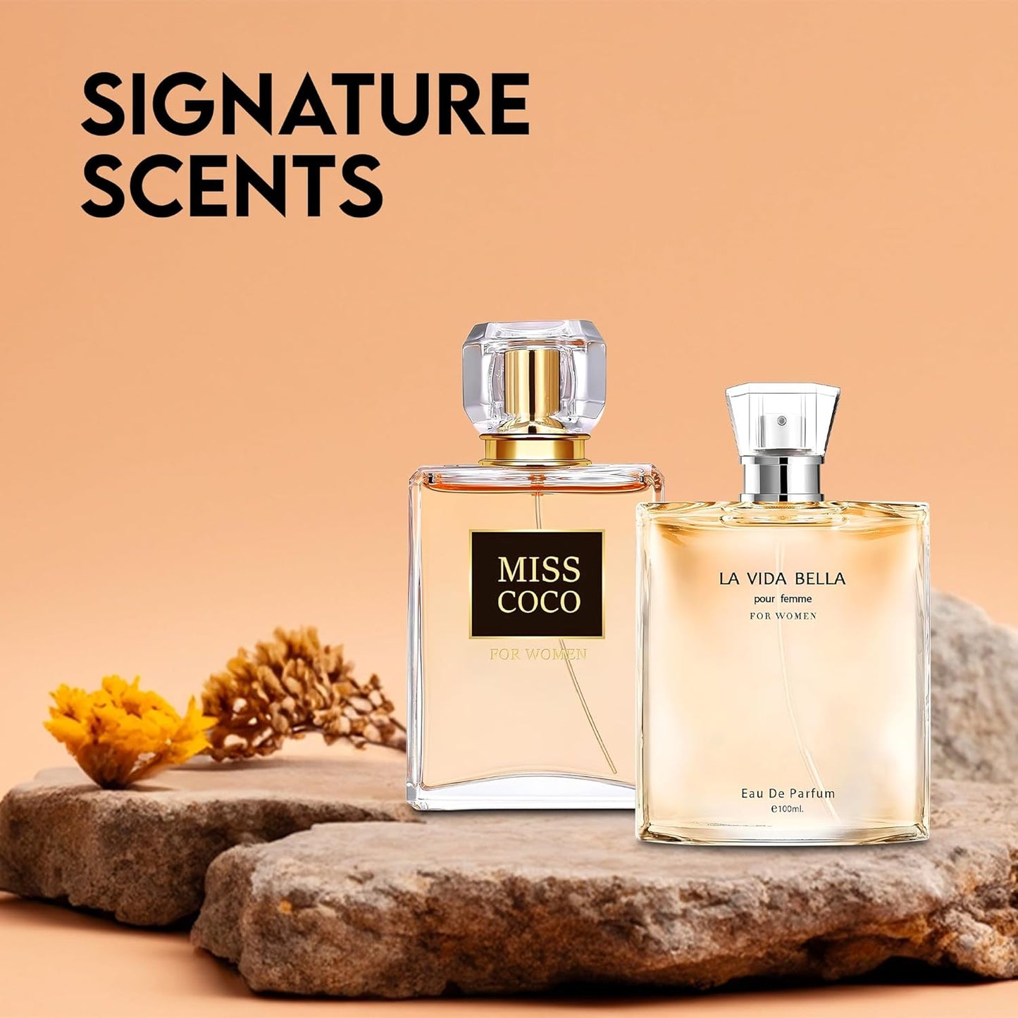 Women Perfume 2PCS Combo La Vida Bella&Miss Coco Nice Scent Eau De Parfum Long Lasting Fragrance 3.4 Fl Oz Spray Each for Daily Used