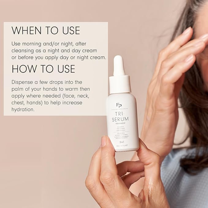 Tri-Serum, 3-in-1 Facial Serum with Natural Ingredients to Regenerate, Firm & Tone, and Repair Skin Barrier Function + Address Fine Lines and Wrinkles, For All Skin Types, 30 ml, 1 Fl Oz
