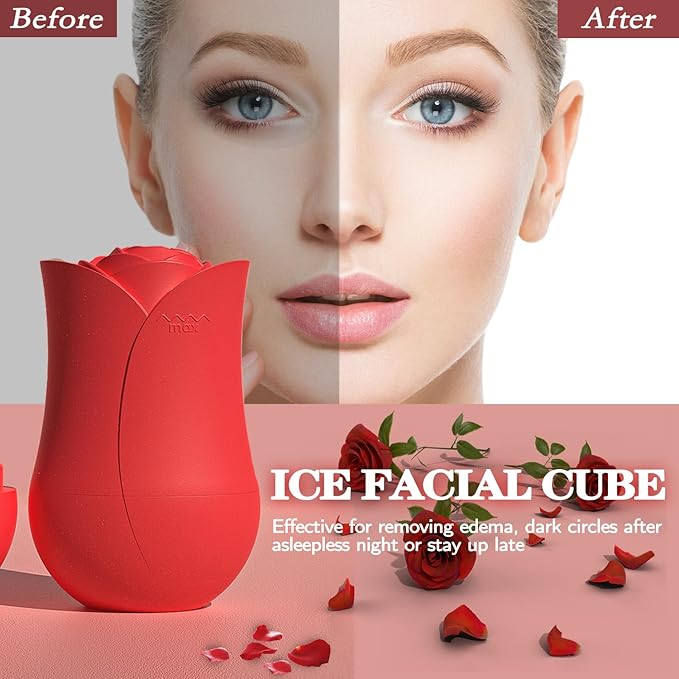 Ice Roller For Face，Cryo Cube Ice Roller For Facial And Eye,Skincare Tools,For Relieving Facial Edema, Shrinking Pores, And Lifting And Firming The Skin (Red)