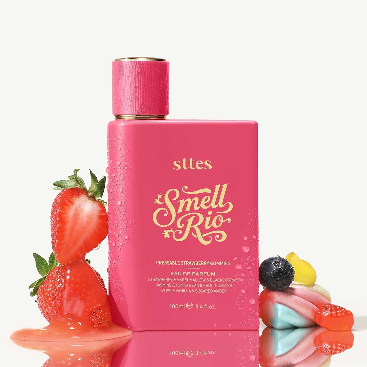 Sttes Perfume 606# Hair Perfume for Women – Long-Lasting Strawberry, Candy, Vanilla & Marshmallow Gourmand Fragrance Eau de Parfum 100ml (3.4 fl oz) – Pressable Strawberry Gummies