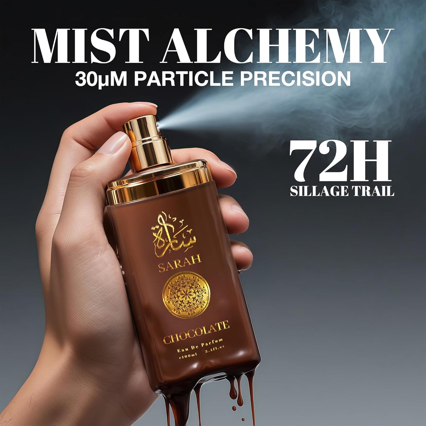 Cologne for Men Sarah Chocolate 3.4 Fl Oz Eau de Toilette Spray Noted with Pink Pepper, Lavender,Nutmeg,Amber Fragrance Men's Perfume for Daily Use