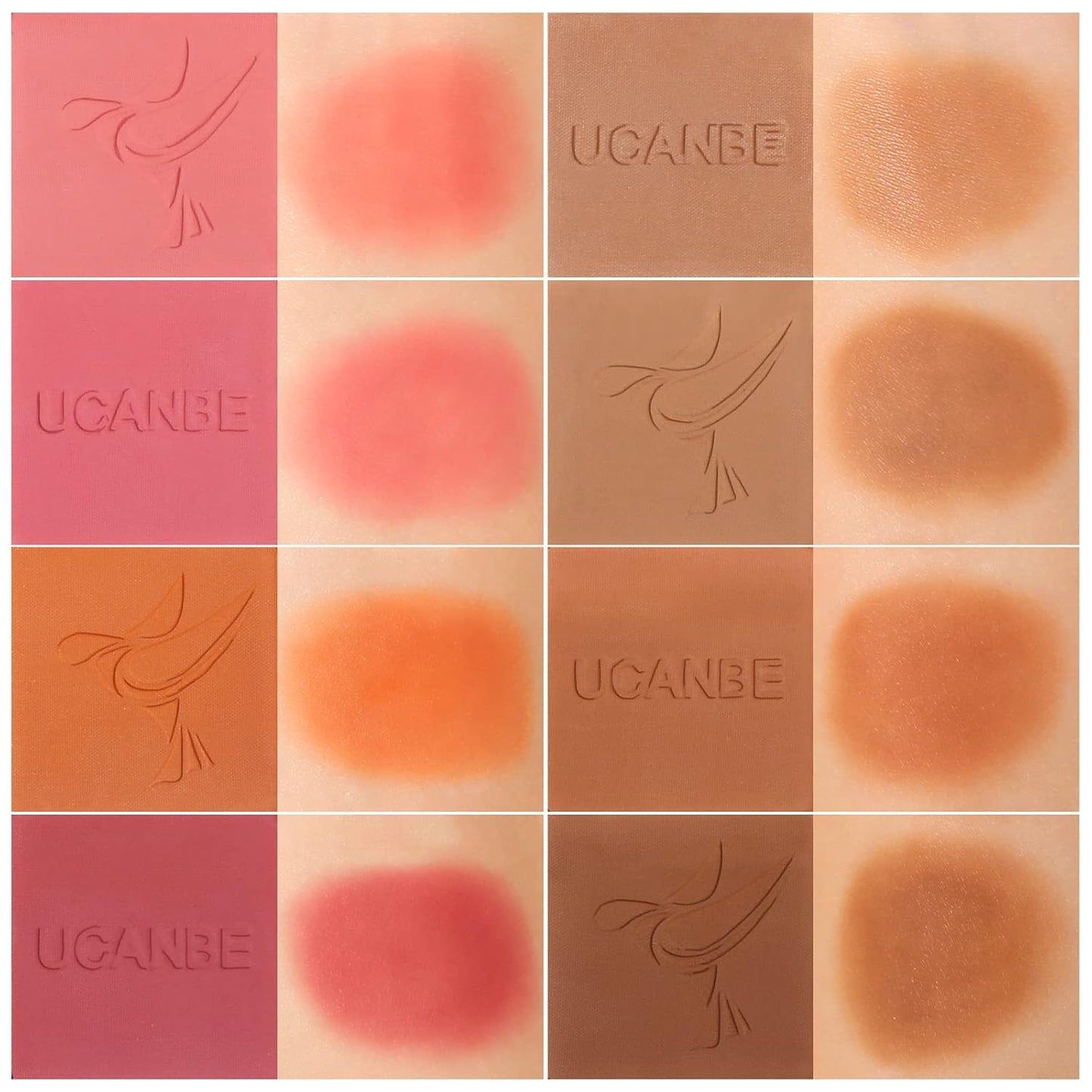 8 Colors Face Matte Blush Palette Shading Blusher - Buildable Facial Cheek Blusher Contour Bronzing Pressed Powder Makeup Pallet Women Gift Set (8 Colors Blush Contour Palette with brush)