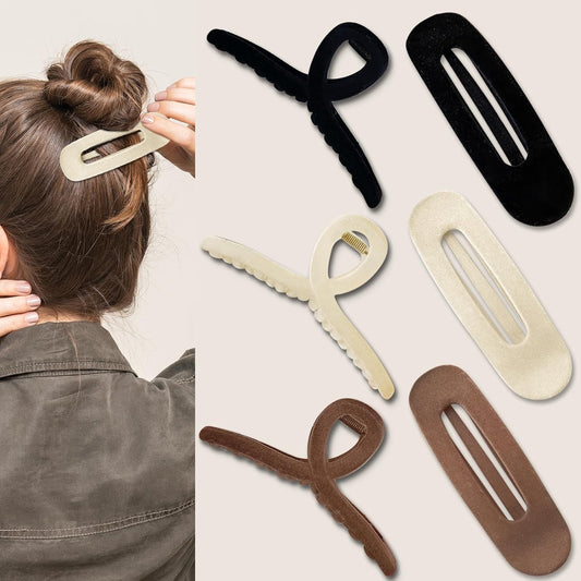 6 Pcs Large Claw Clips, 2 Styles for Thin Fine Thick Hair, Flat French Barrette Stylish, No Slip Big Jaw Butterfly Clip for Women Girls