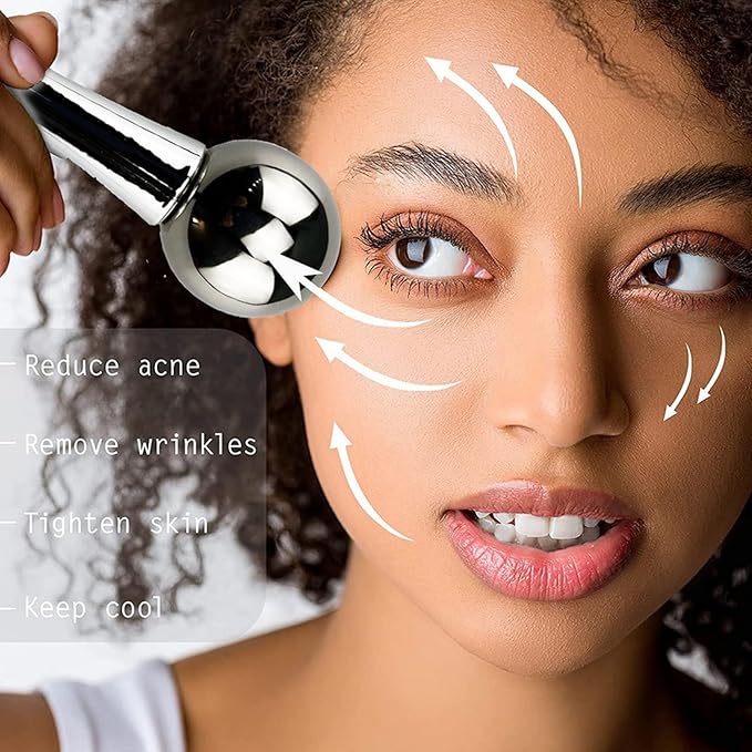 Cryo Sticks for Face, Ice Globes Cryo Globes for Facials, Stainless Steel Cooling Spa Ice Globes Roller, Reduce Swelling Wrinkles Massage Eye Roller Stick