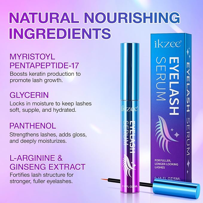 Premium Eyelash Growth Serum For Eyelash Growth Longer & Thicker, Lash Enhancing Serum With Premium All Natural Cold Pressed Castor Oil, 3 Month Supply, 5ml