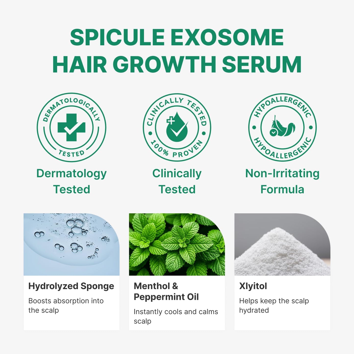 Spicule Microneedling Exosome Hair Growth Serum, Hair Loss Treatments for Women and Men, Peppermint Oil Cooling Scalp Serum, Menthol, Korean Hair Care (0.5 fl oz / 15ml)