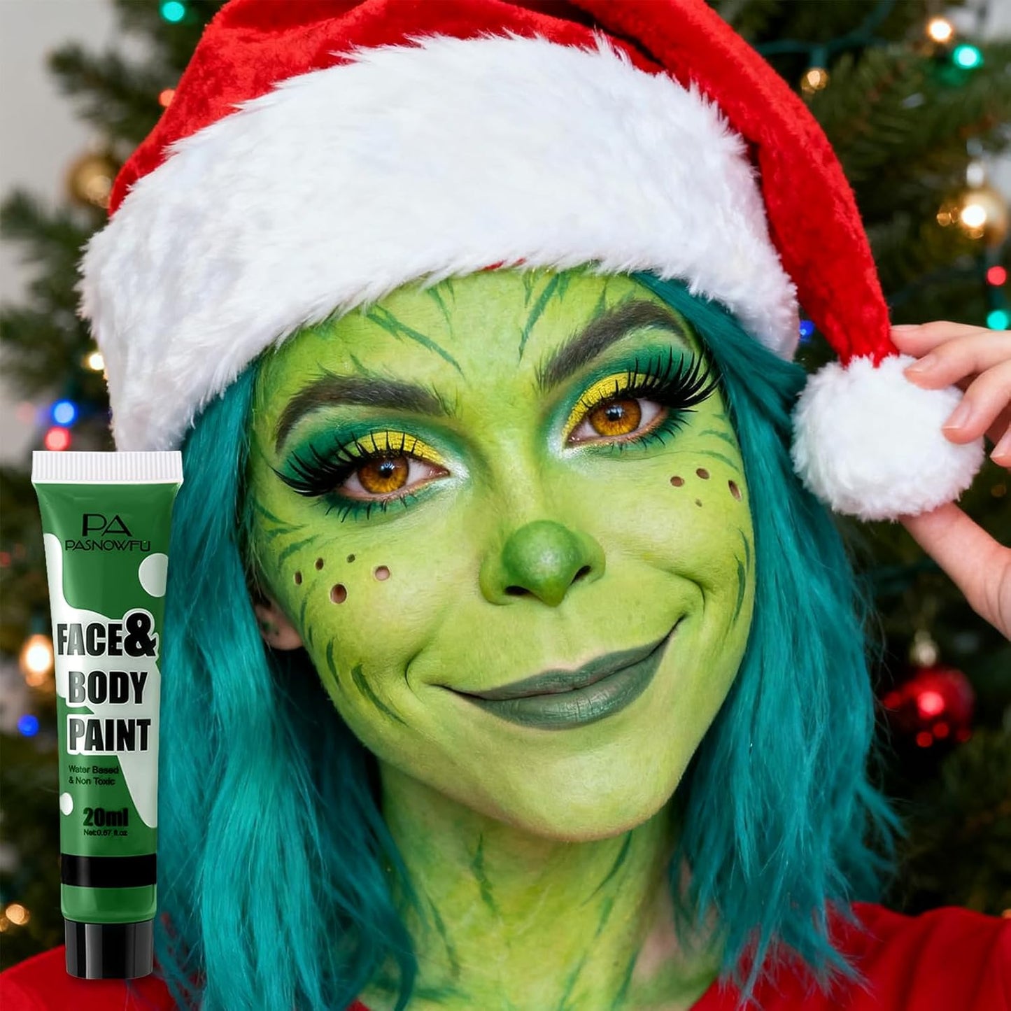 Green Face Paint - Professional Water-Based Non-Toxic Body Painting for Witch Frankenstein's Monster Halloween SFX Cosplay, Highly Pigmented Washable paint for Costume Party Stage Performance