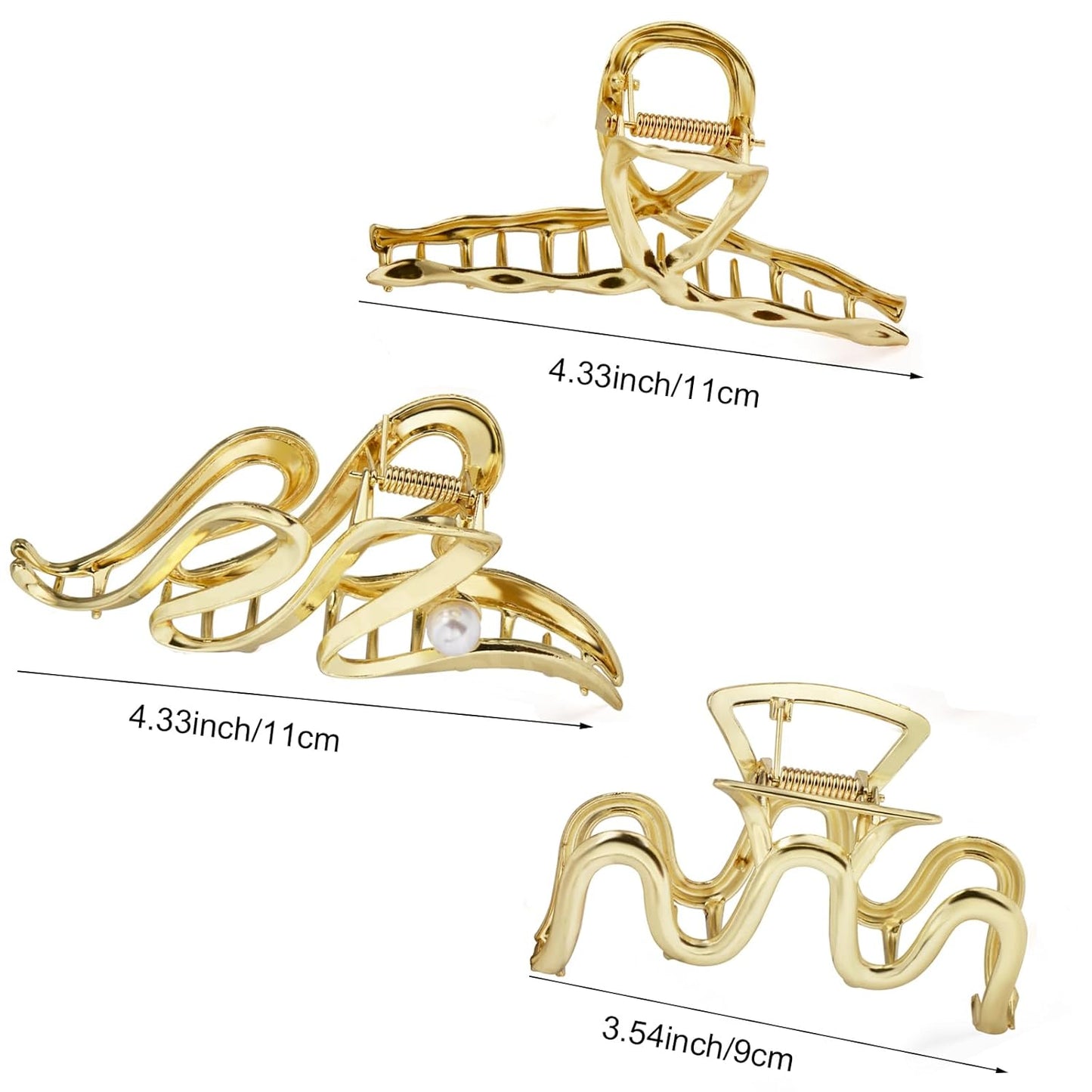 Mehayi 3 PCS Metal Large Hair Claw Clips for Thick Heavy Hair, Big Non-Slip Hair Catch Barrette Jaw Clamp, Strong Hold Claw Barrettes for Long Hair, Fashion Hair Styling Accessories for Women Girls