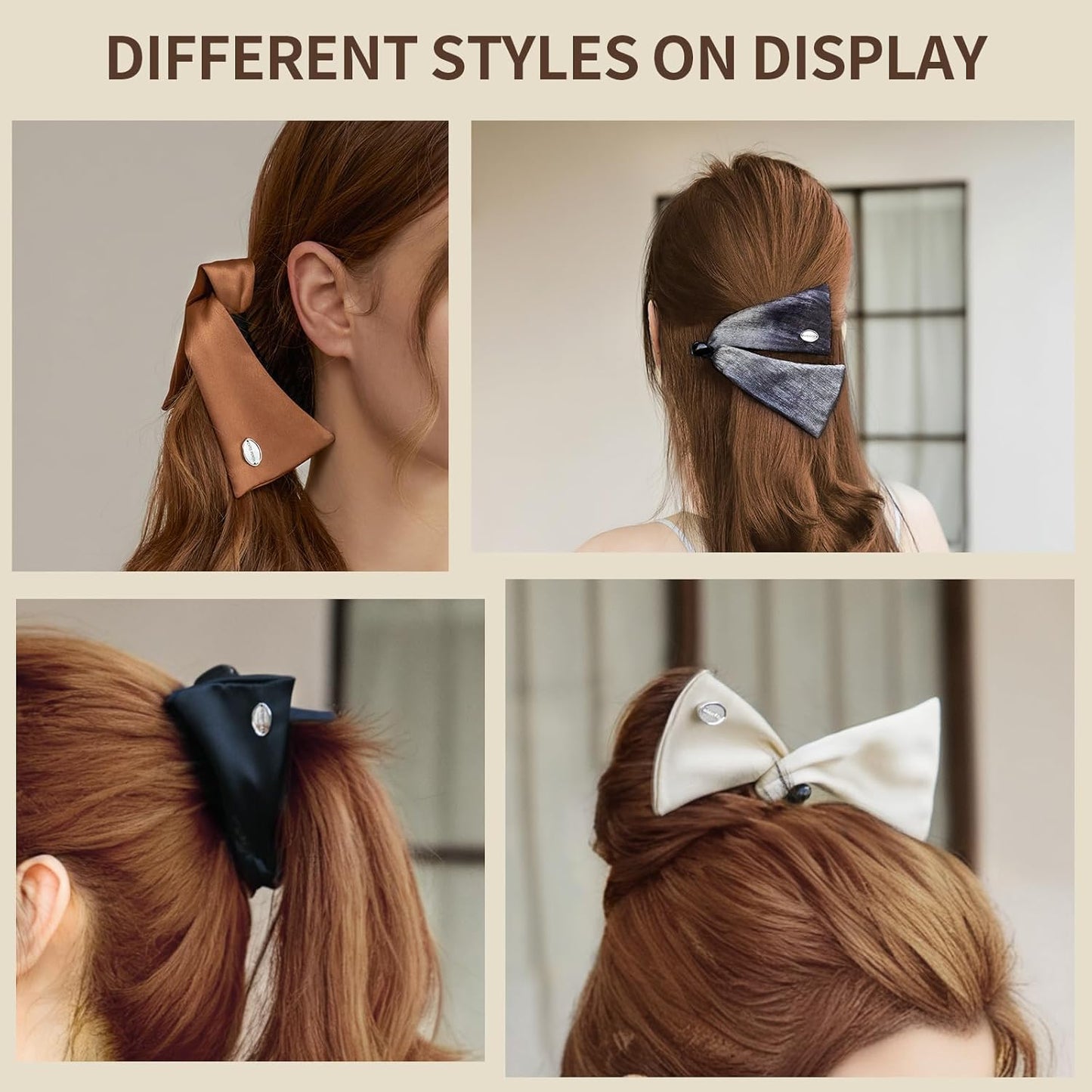 EVITA PERONI Banana Clip with Twistable Wings, Fabric Ponytail Holder Hair Clips for Thick Curly Hair Large Claw Clips Elegant Hair Accessories for Women, Silver Gray