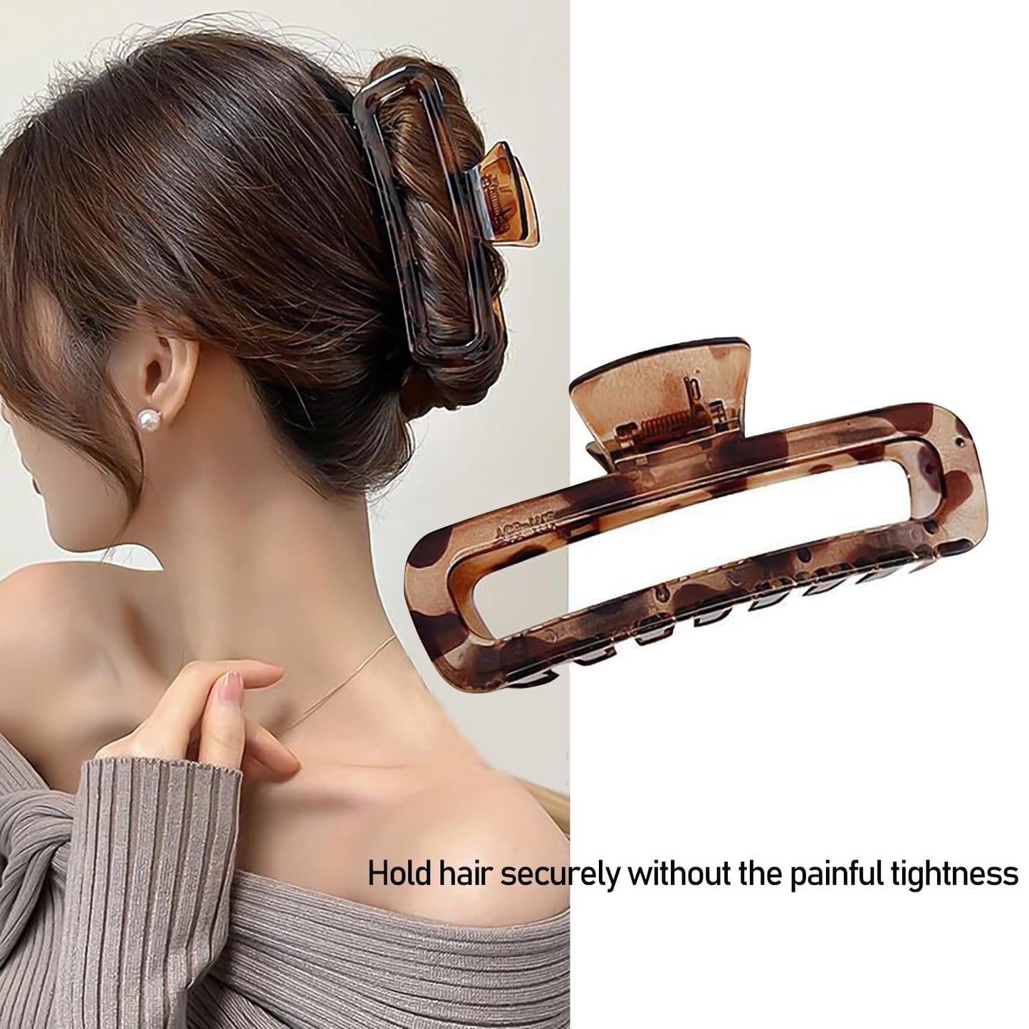 5 Inch Large Hair Claw Clips, No Slip Matte & Glossy Unbreakable Square XL Hair Clips for WomenThick Long Curly Hair, 7 Pack