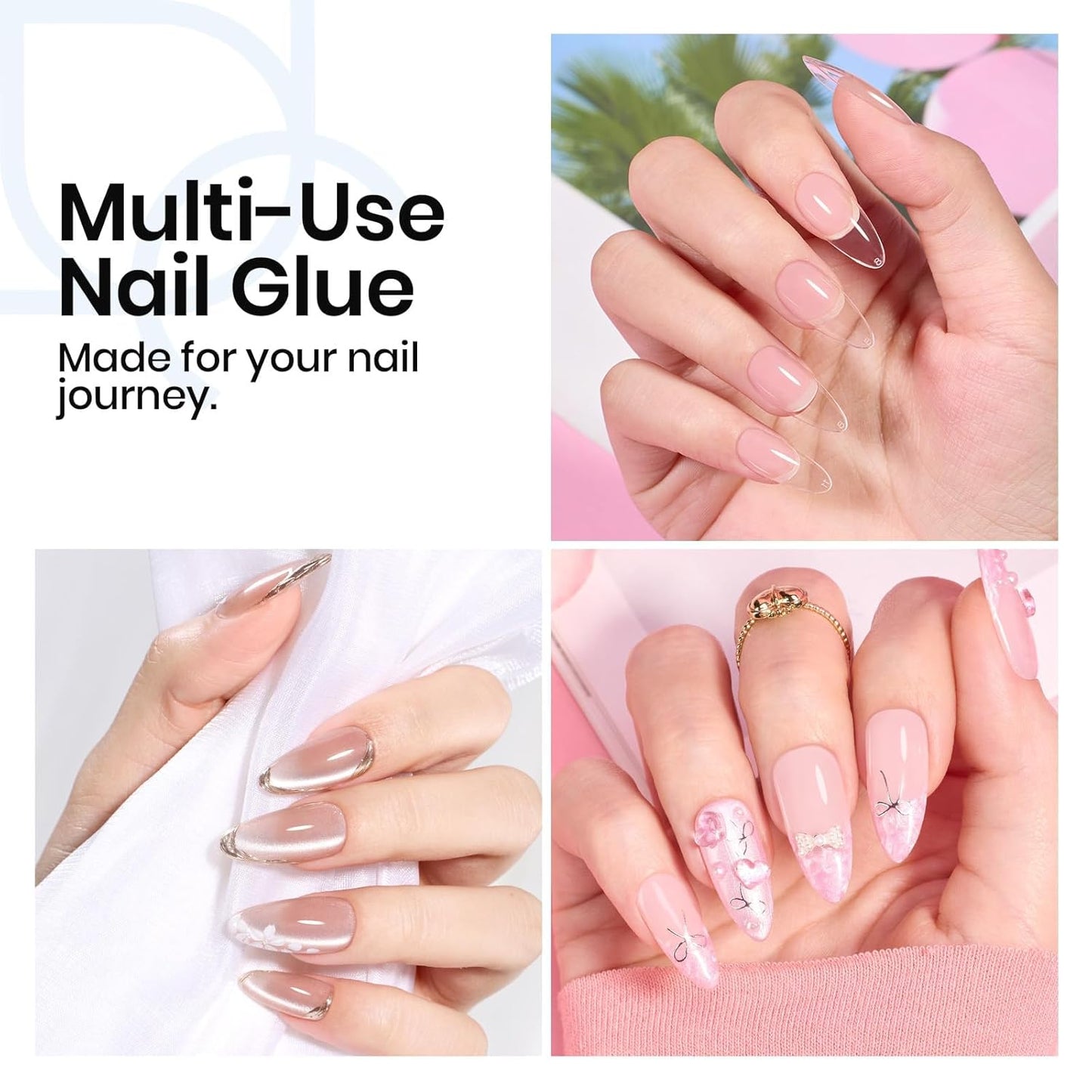 Beetles 2Pcs 15ml HEMA-Free Nail Glue Gel for Acrylic Nail Tips & Clear Press On Nails, Super Strong U V Nail Glue for Nail Extensions, DIY Long Lasting Nail Gel Kit