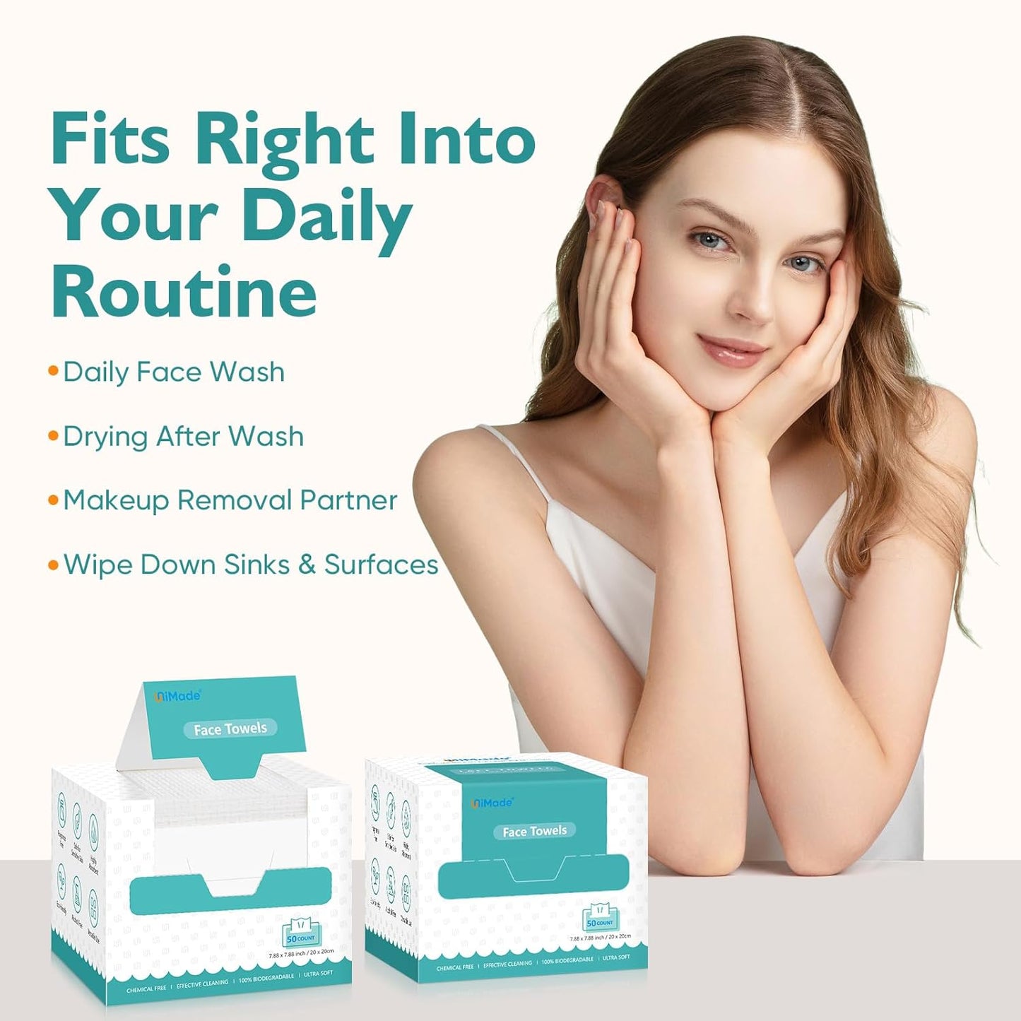 Face Towels, 200 Count Disposable Face Towelette for Washing Face, Skincare, Ultra Soft Facial Towel for Sensitive Skin, Lint-free Makeup Remover Dry Wipes - 4 Box