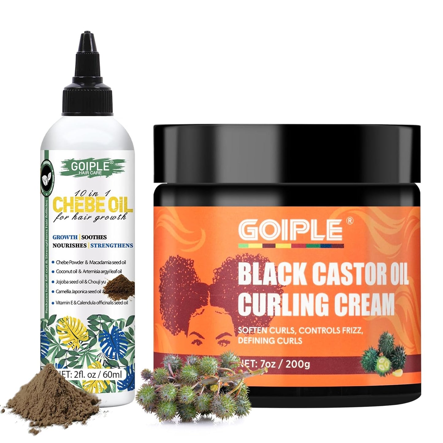 Black Castor Oil Curl Cream - Chebe Oil Promotes Hair Growth, Softens Curls, Controls Frizz, Deeply Moisturizes and Repairs Damaged Hair
