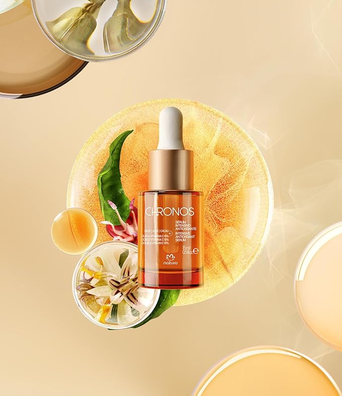 natura - Chronos Intensive Anti-Oxidant Serum - Brightening 15% Vitamin C Serum - Protects from Oxidation with Inga, Açaí & Cacau - Stimulates Collagen Vegan & Cruelty-Free Skincare - 15ml