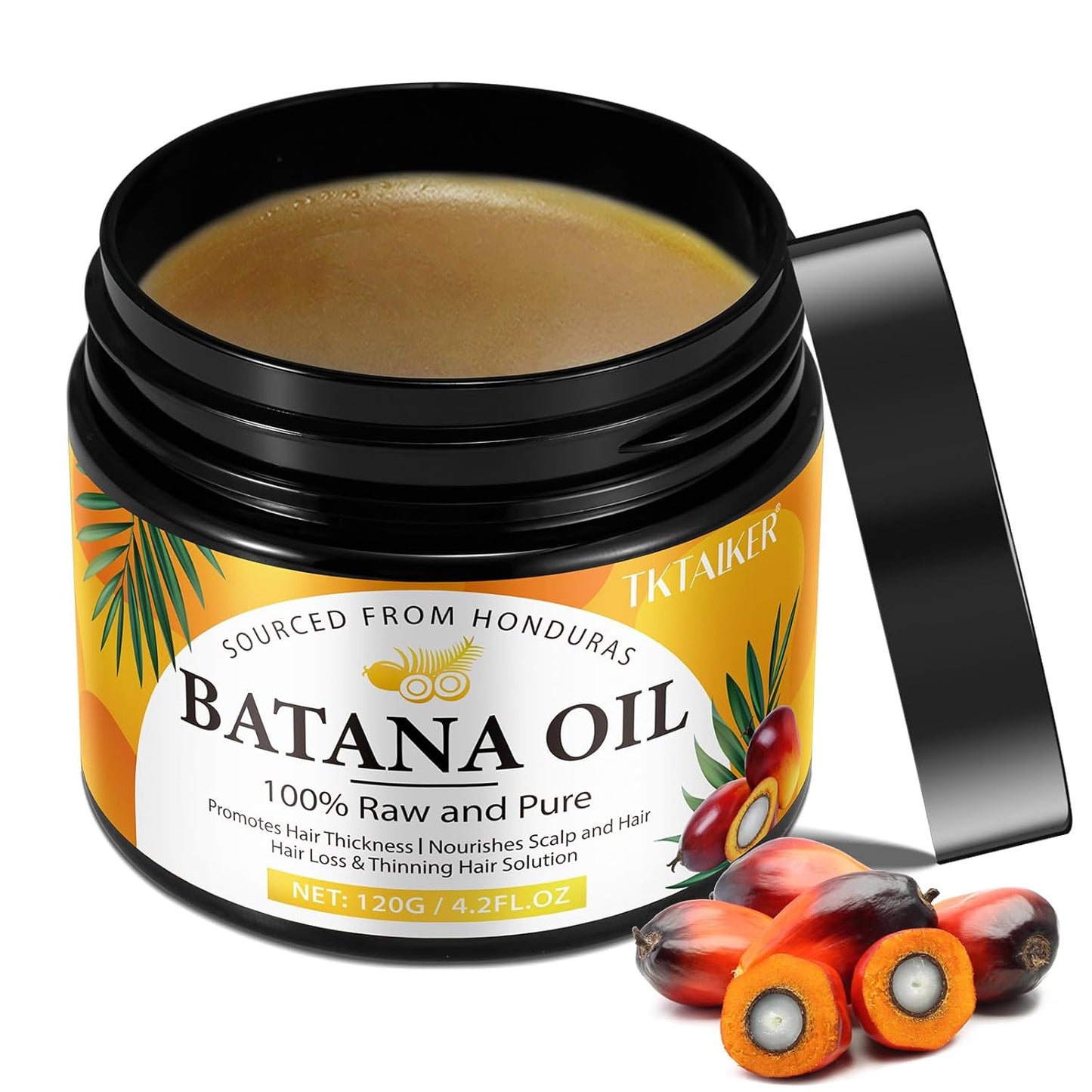Raw Batana Oil for Hair Growth, 100% Pure, Dr. Sebi Batana Oil from Honduras, Organic, Unrefined, Prevents Hair Loss, Hair Care, Enhances Hair Thickness in Men & Women 4.2 oz