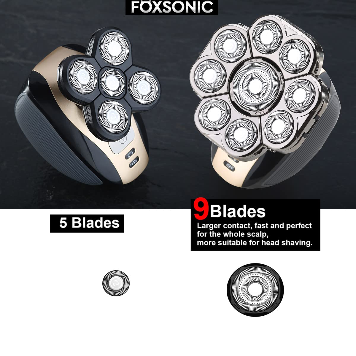 Upgraded 9 Blades Body & Head Shaver for Head Shaver Many Brands 9 Blades Replacement Shaver Head Blade 9 Heads Beard Electric Razor Shaver Head for Blad Men