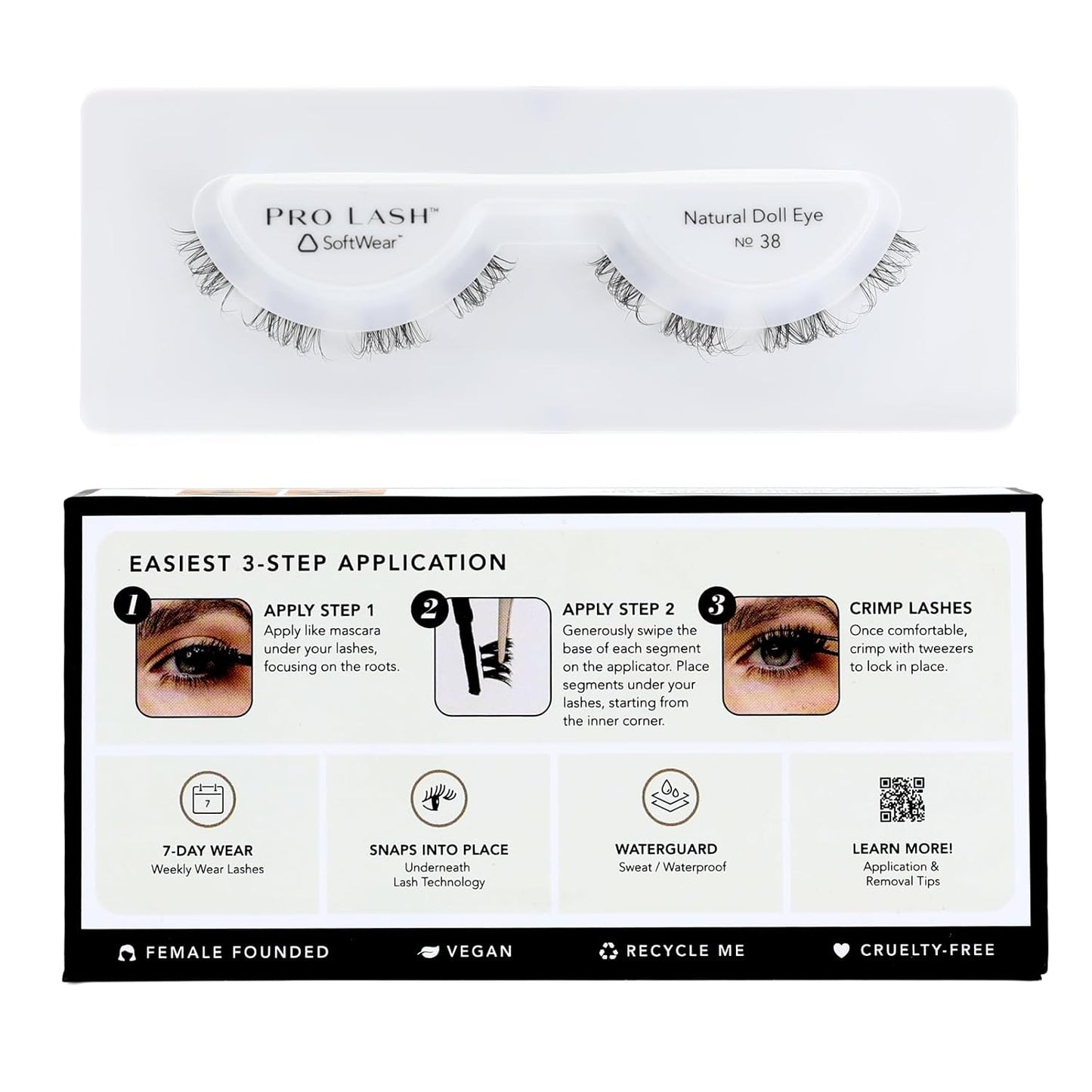 Pro Lash SoftWear Clean Girl Mini Lash Clusters Kit - Natural-Looking, Lightweight Lashes - 7-Day Cluster Eyelash Extensions - Waterproof Lashes Clusters - Single Set - Doll Eye No. 38