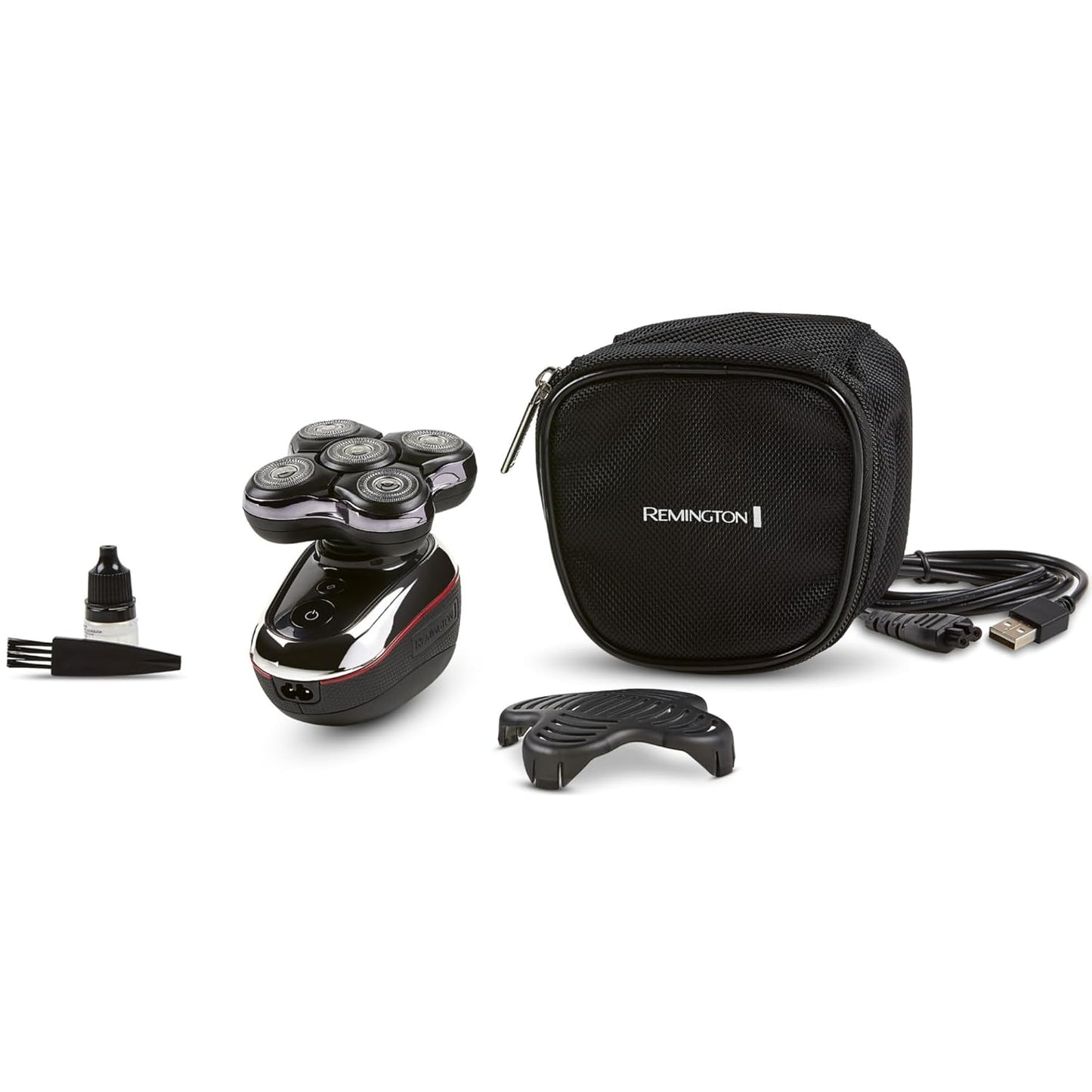 Remington Balder Deluxe XR7100, Head Rotary Shaver with Titanium Blades & Storage Pouch for Bald Men Wet/Dry Shaving with 5 Dual Track Flexing Heads and Pop-Up Trimmer