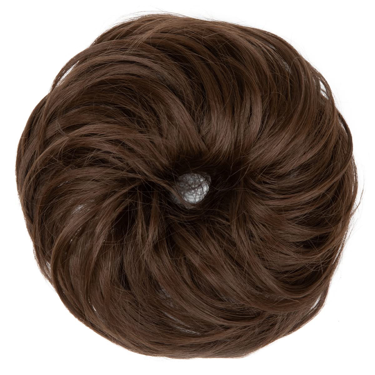 CJL HAIR Large Messy Bun Hair Piece Wavy Curly Scrunchies Synthetic Chignon Ponytail Hair Extensions Thick Updo Hairpieces for Women Medium Brown