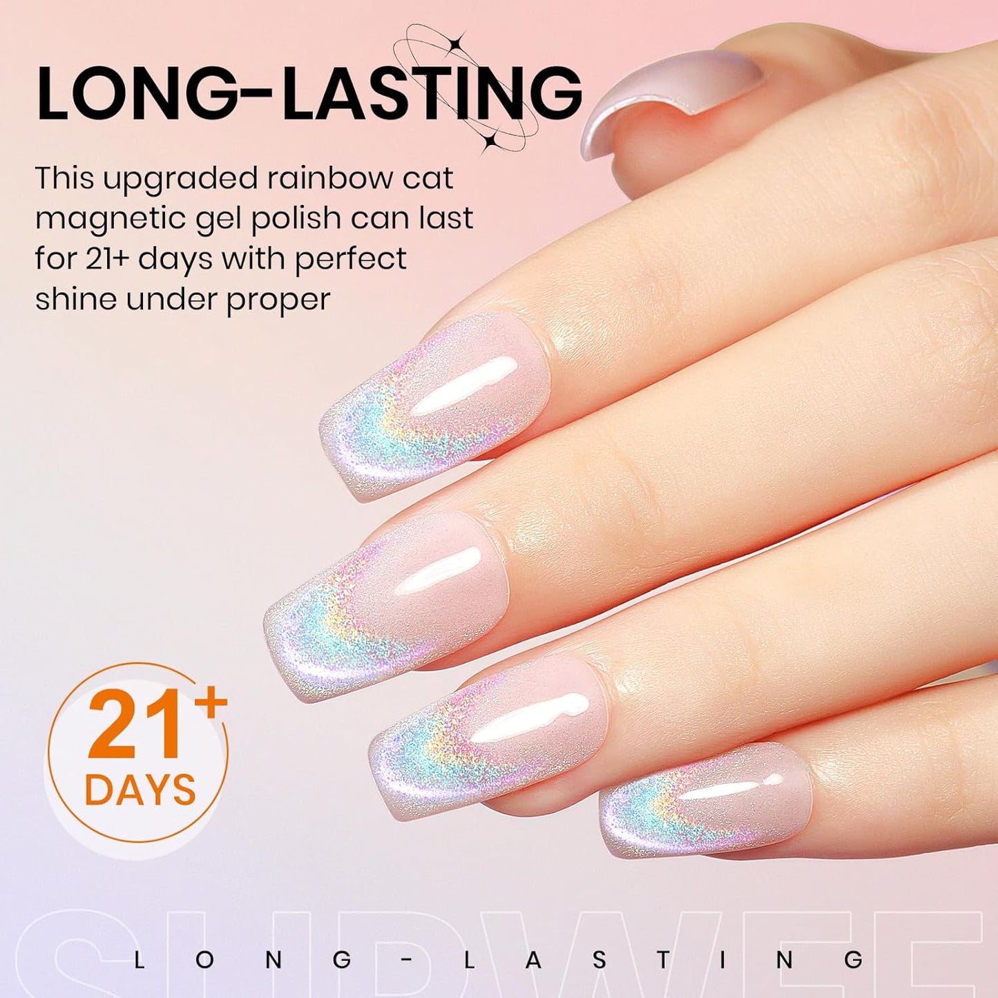 Rainbow Cat Eye Gel Polish - 15ml Holographic 9D Cat Eye with Magnetic Stick for a Glittery Iridescent Galaxy Effect Soak Off UV Lamp Perfect for Nail Art & DIY Manicures at Home