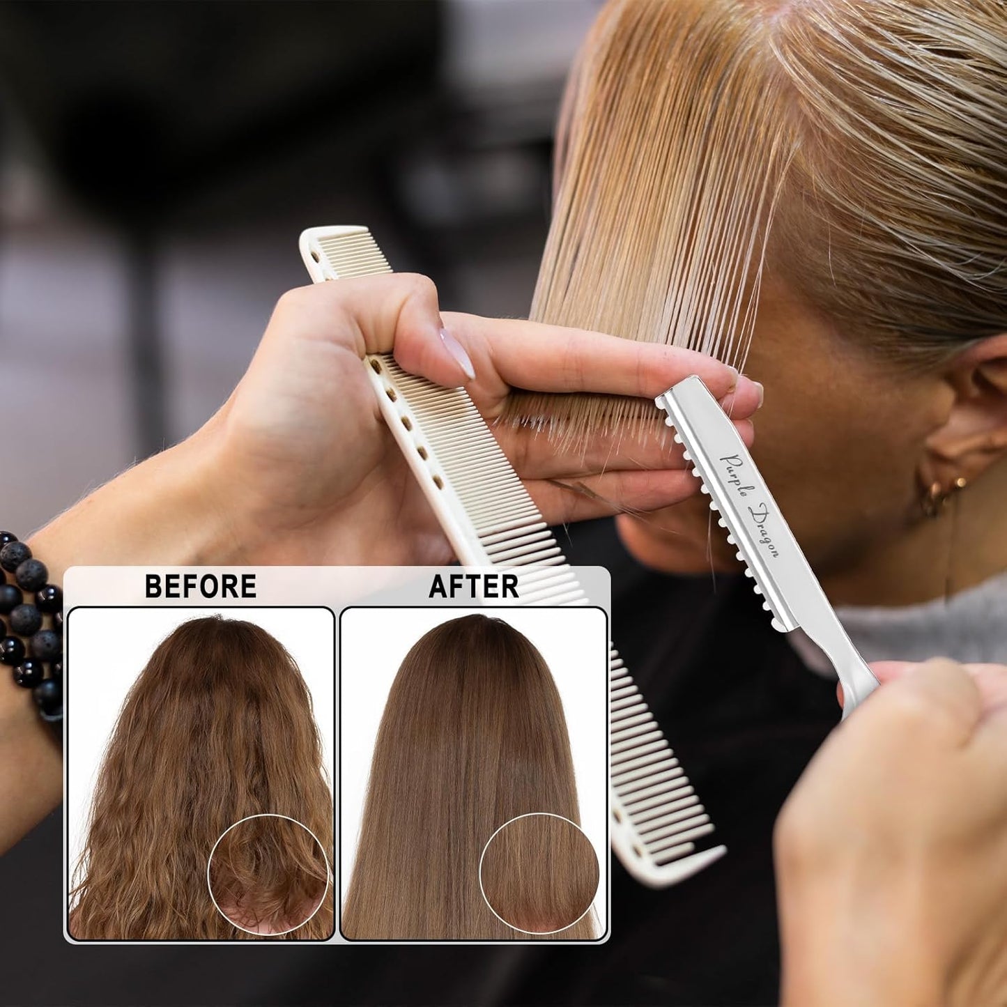 Hair Razors For Cutting Hair 7" Mental Thinning Styling Razors with 10 PCS Sharp Stainless Steel Blades Professional Hair Styling Tool for Salon and Home (Silver)