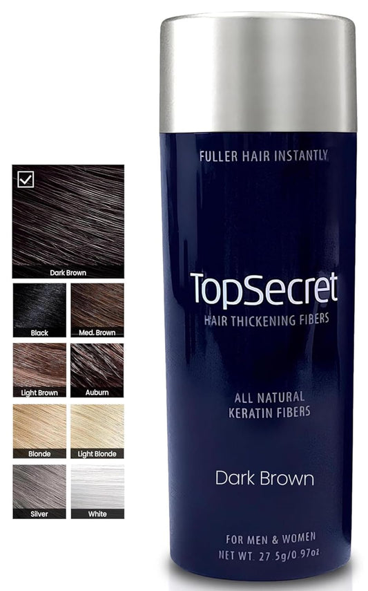 Top Secret Hair Thickening Building Fibers Refills - Undetectable & Natural Hair Filler - for Men & Women - Instantly Fill In Fine Thinning Hair - Weather & Sweat Resistant (Dark Brown, Large)