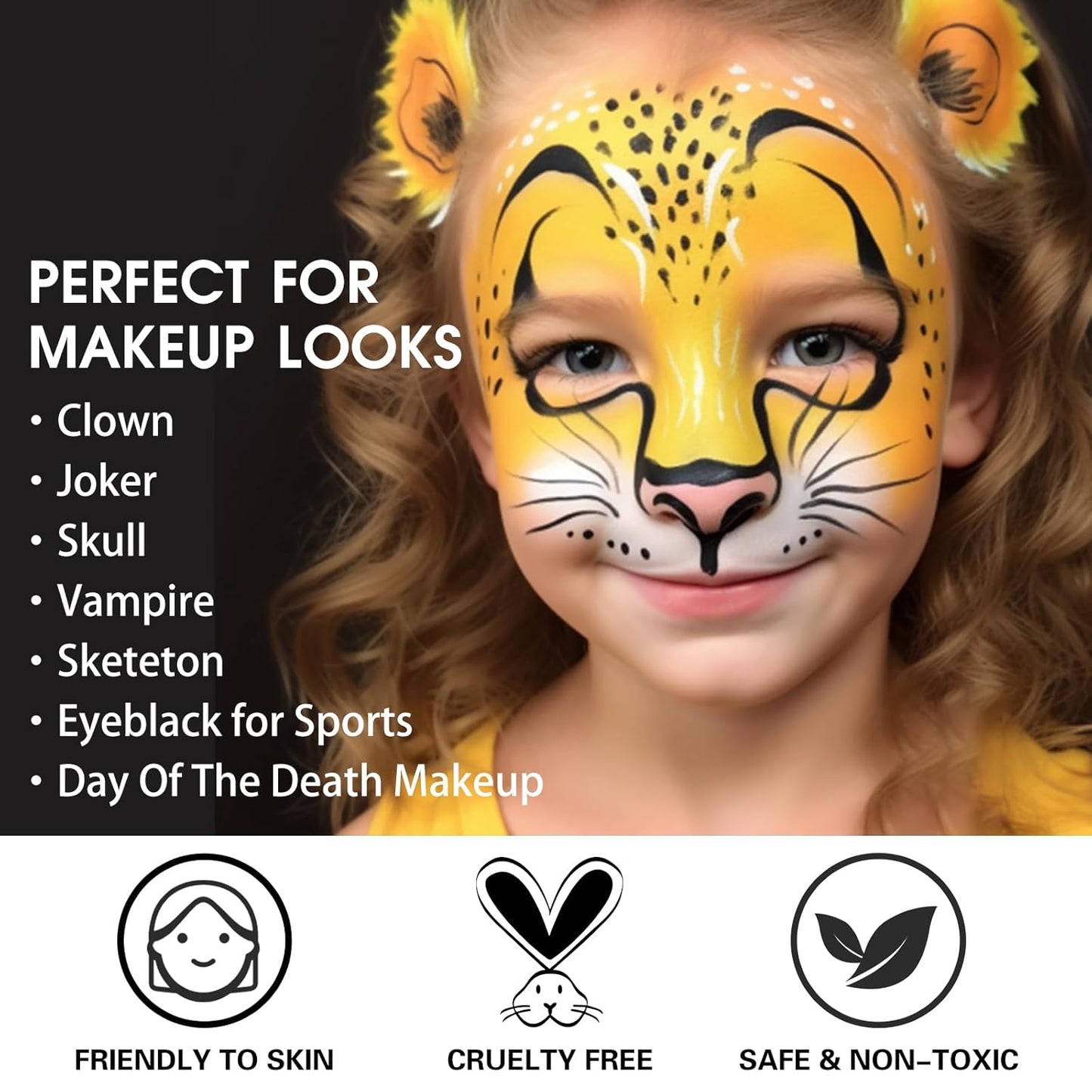 BOBISUKA Yellow Face Paint, Professional SFX Body Paint, High Pigmented Face Painting Kit for Halloween Cosplay, Costume, Parties,Stage, Theater, Special Effect Makeup（2.1 Fl.oz）