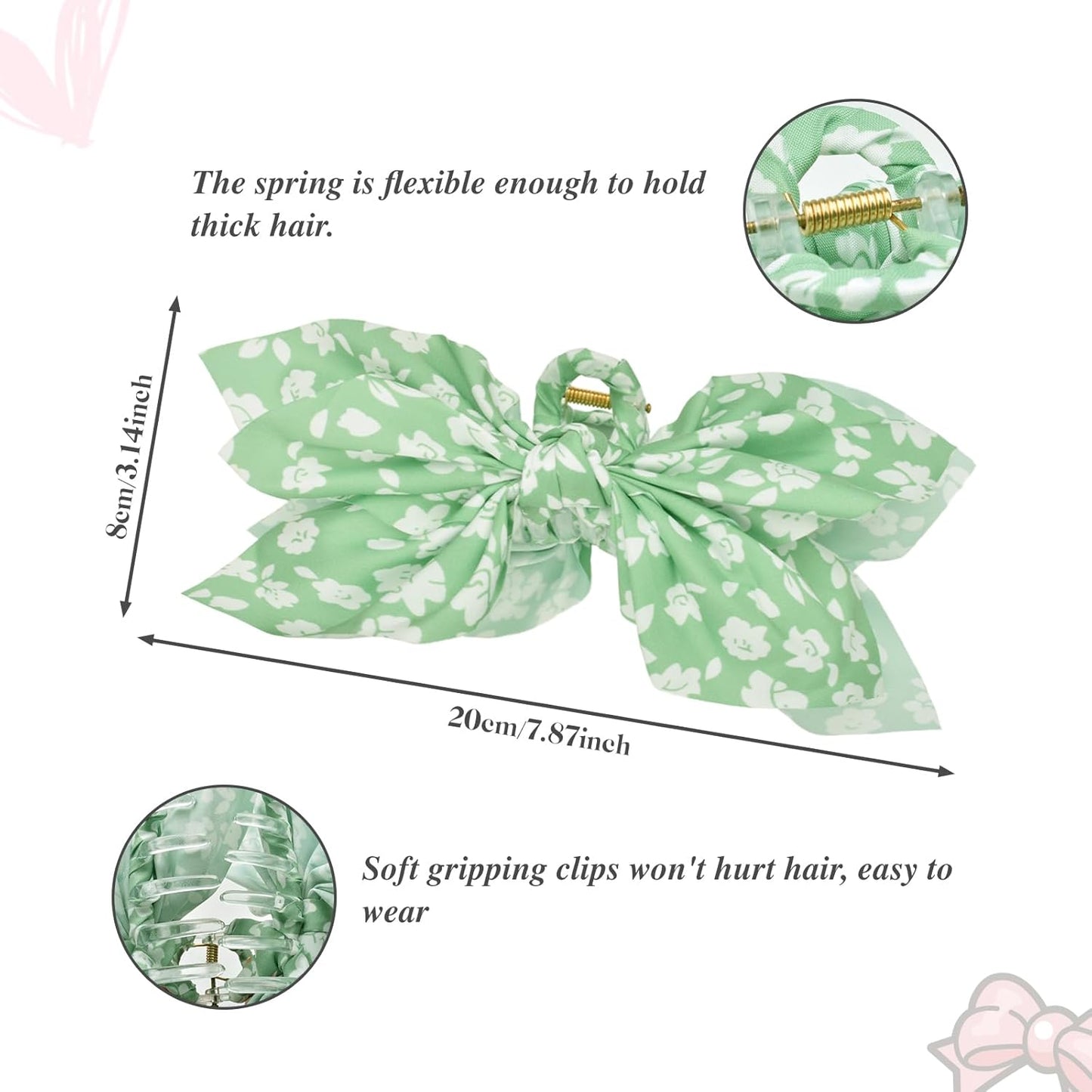 Bow Claw Clips Bow Hair Clips 2PC Green Big Hair Bows for Women Butterfly Styling Large Hair Clips for Thick Hair for Girls Hair Accessories for Teen