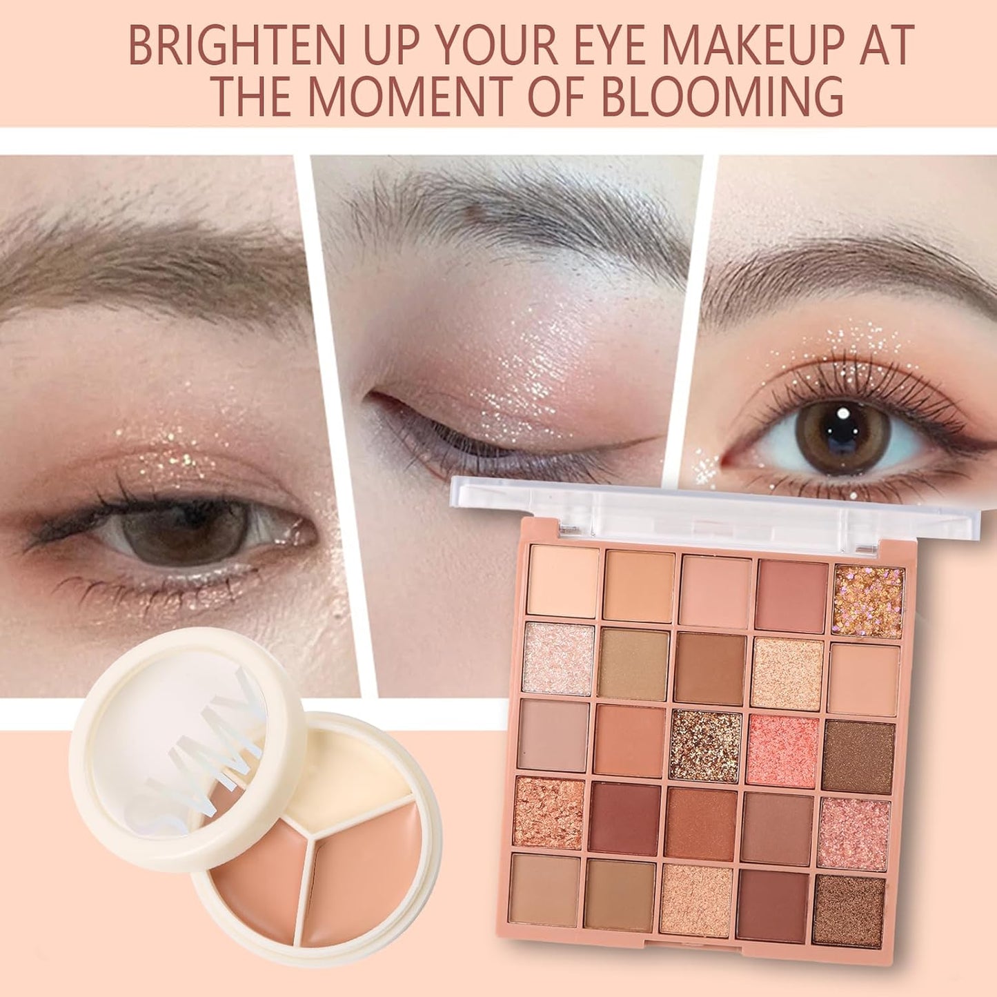 Makeup Gift Set, 25 Color Eyeshadow Palette, Concealer, Foundation, Mascara, Brushes