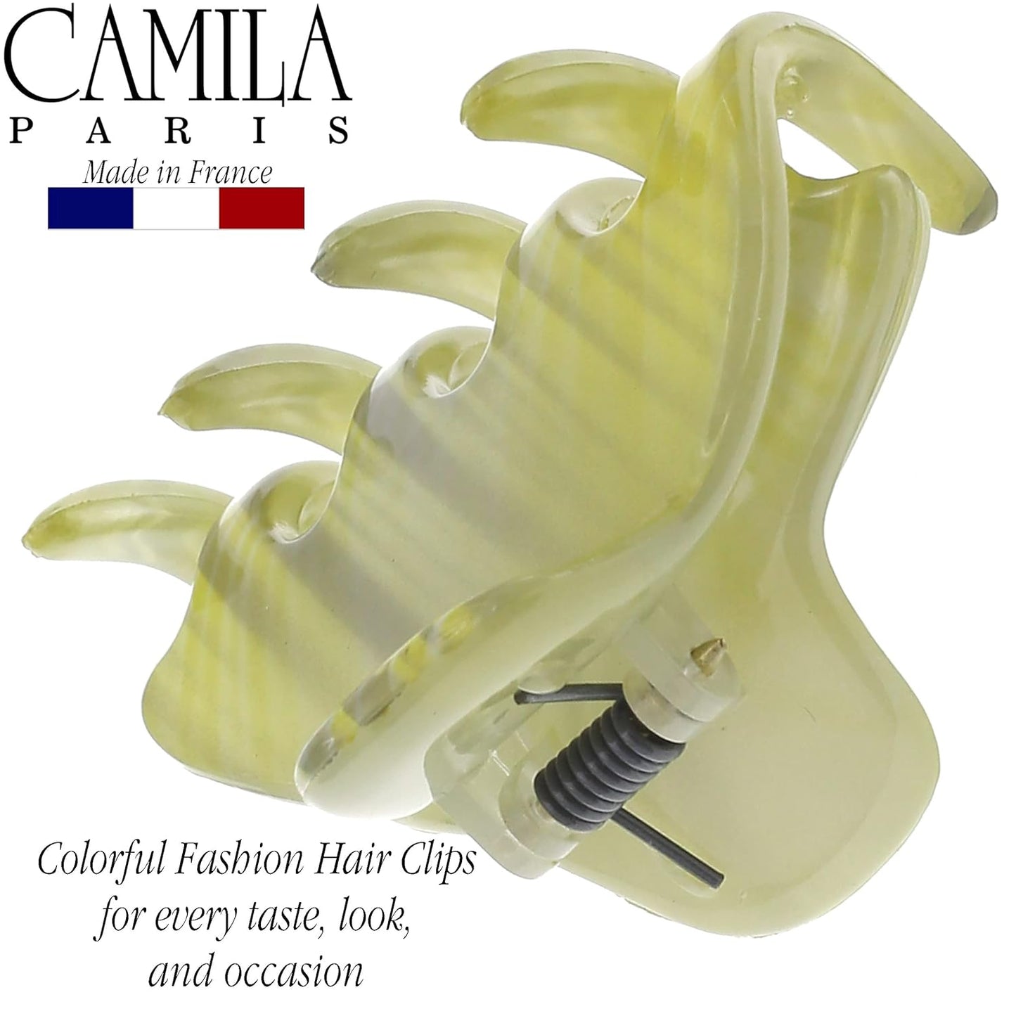 Camila Paris CP3196 French Hair Clip for Women, Small, Gray and Green 2 inches Girls Hair Claw Clips Jaw Fashion Durable Styling Hair Accessories for Women, Strong Hold No Slip Grip, Made in France