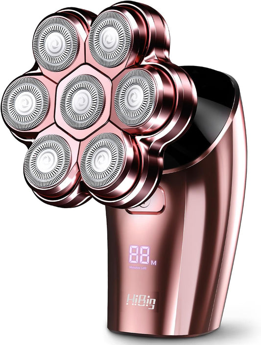 Electric Razors for Women Legs: 5-in-1 Rechargeable Body Shaver, 7D Wet & Dry Bikini Trimmer, IPX7 Waterproof Lady Hair Remover for Face Underarms Pubic, Rose Pink