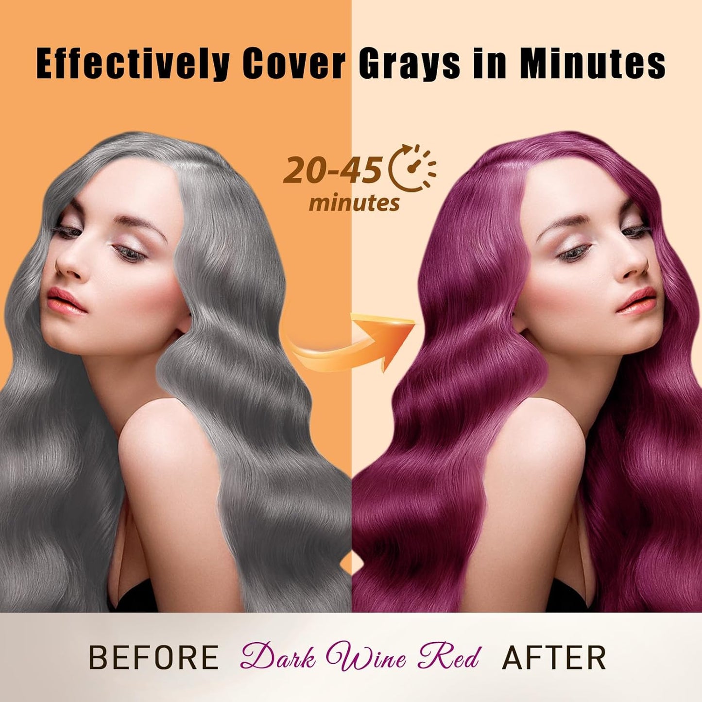 Hair Dye Shampoo 3 in 1, Long-Lasting Gray Hair Coverage, Hair Color Shampoo with Herbal Ingredients, Easy Application Shampoo Para Canas for Women Men 16.9 Fl Oz (Dark Red Wine)