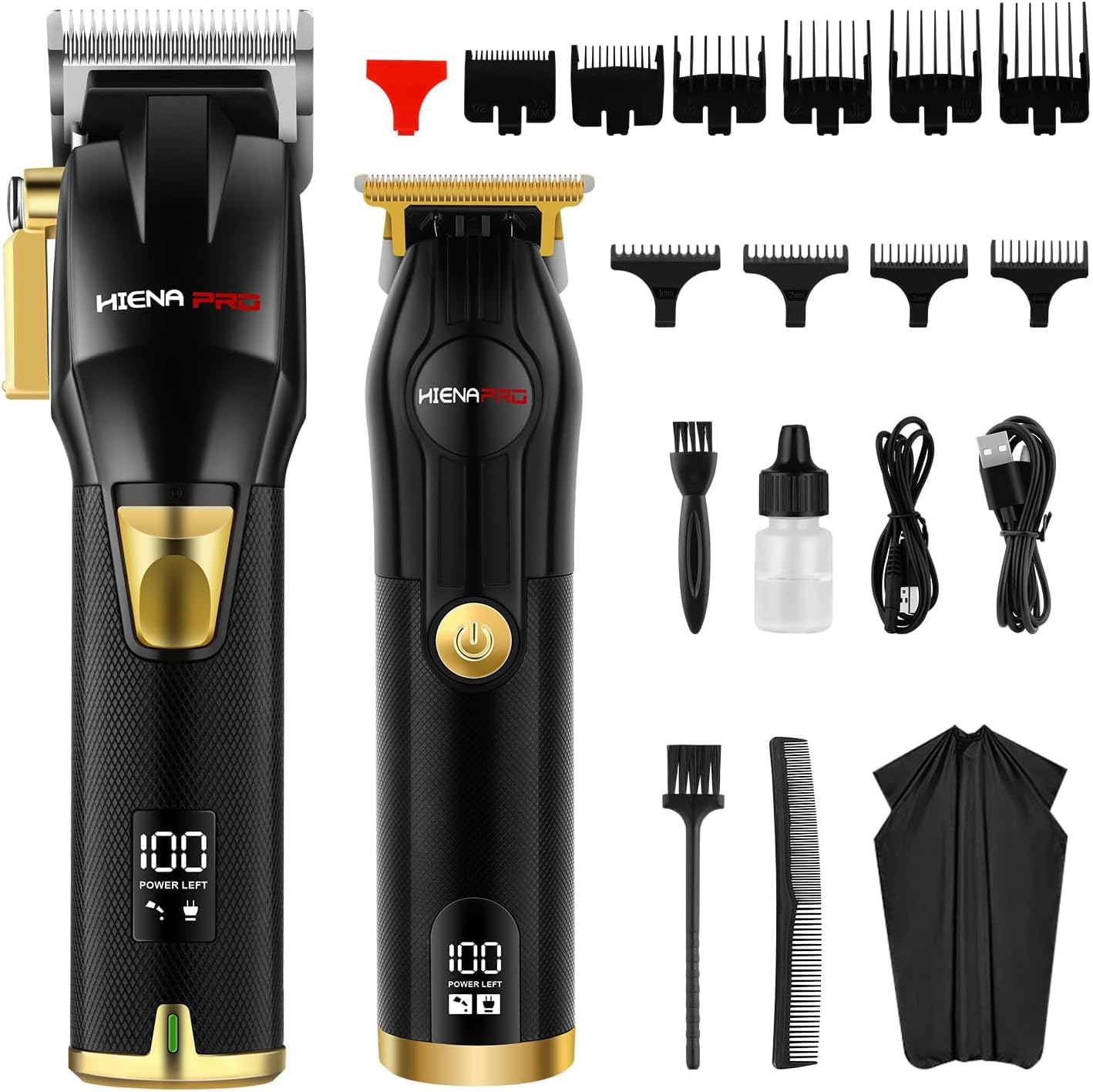 HIENA PRO Hair Clippers for Men, T Liners Trimmer Set, Professional Cordless Rechargeable Barber Cutting Kit With LED Display, Gifts