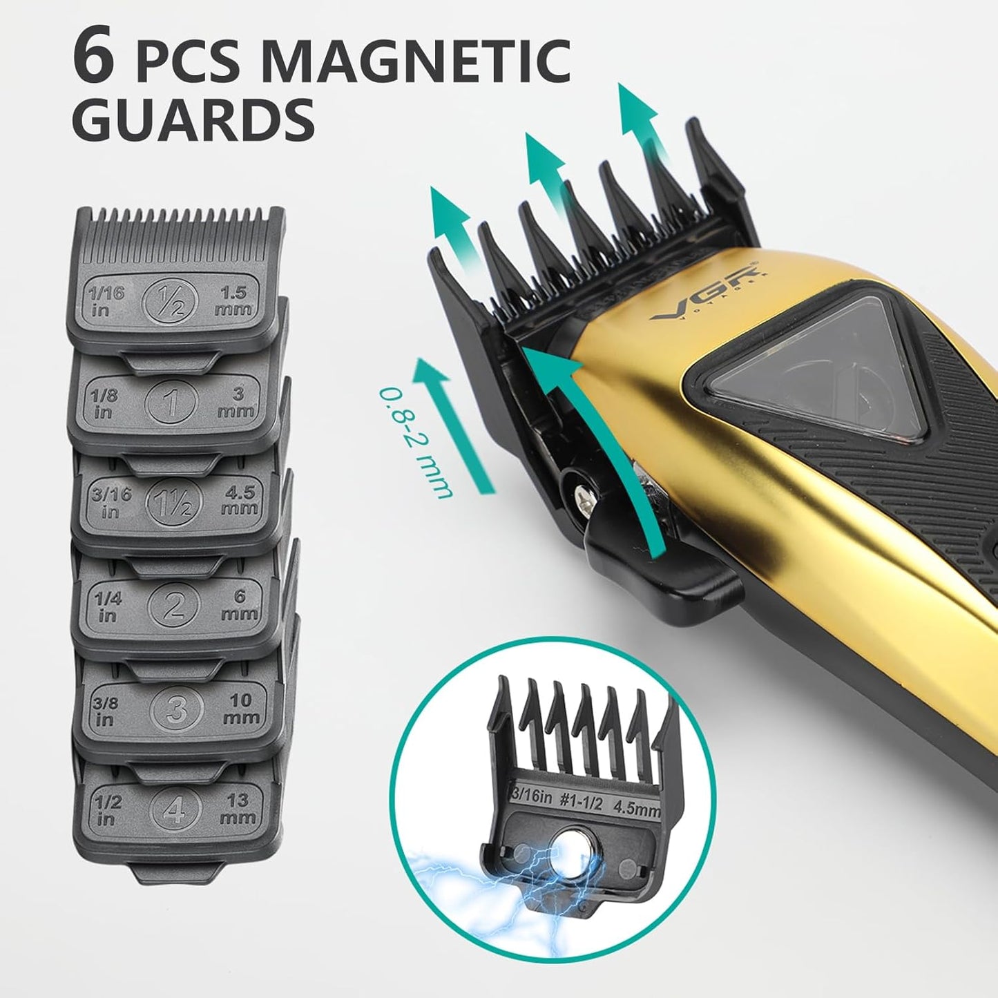 VGR 015 Professional Cordless Hair Clippers for Men, 9000 RPM Vector Motor Hair Trimmer DLC-Blade Barber Clipper for Hair Cutting with Metal Body, 1 Modular Lid in Black, Travel Case