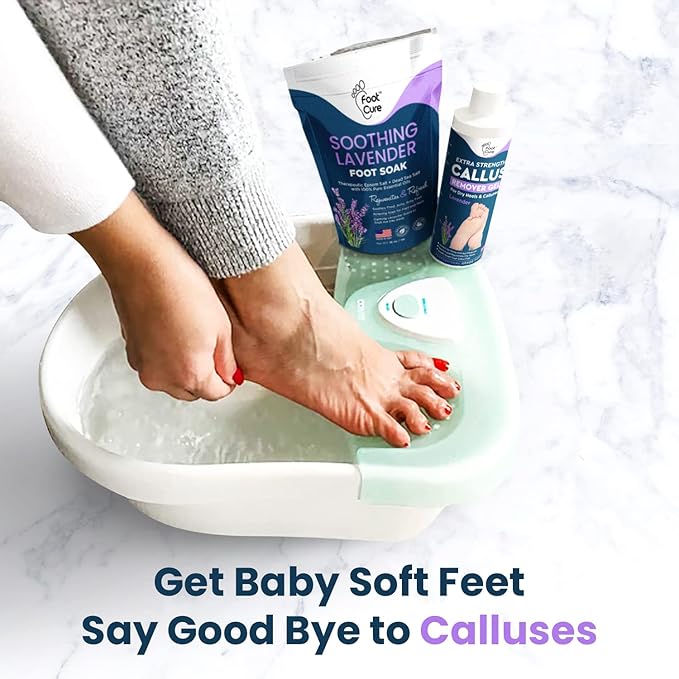Lavender Foot Soak & Callus Remover Gel Kit - Extra Strength Callus Remover Gel for Feet, Remove Calluses with Epsom Salts, Dry Cracked Heels & Tea Tree Oil Foot Cream - Moisturizing Athletes Foot